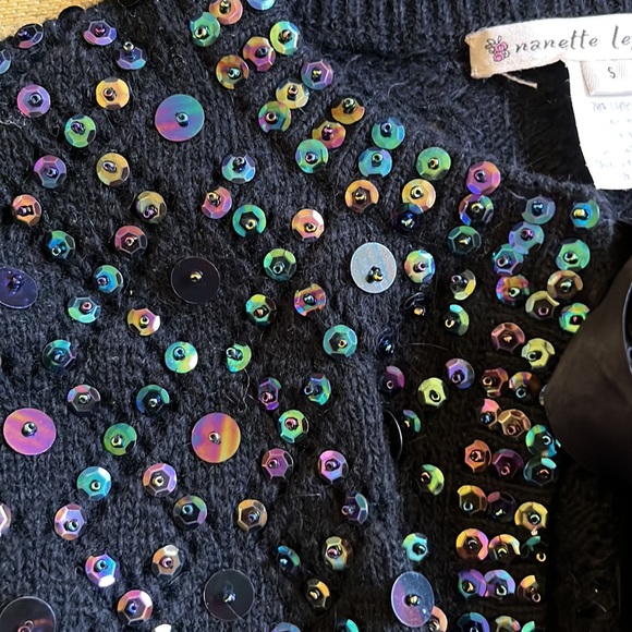 Nanette Lepore size small shrug/cardigan, fully embellished, silk tie front nwot - Picture 6 of 6